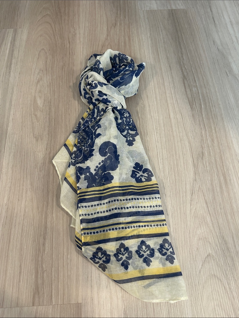 Joe Fresh Navy and Yellow Floral Print Scarf